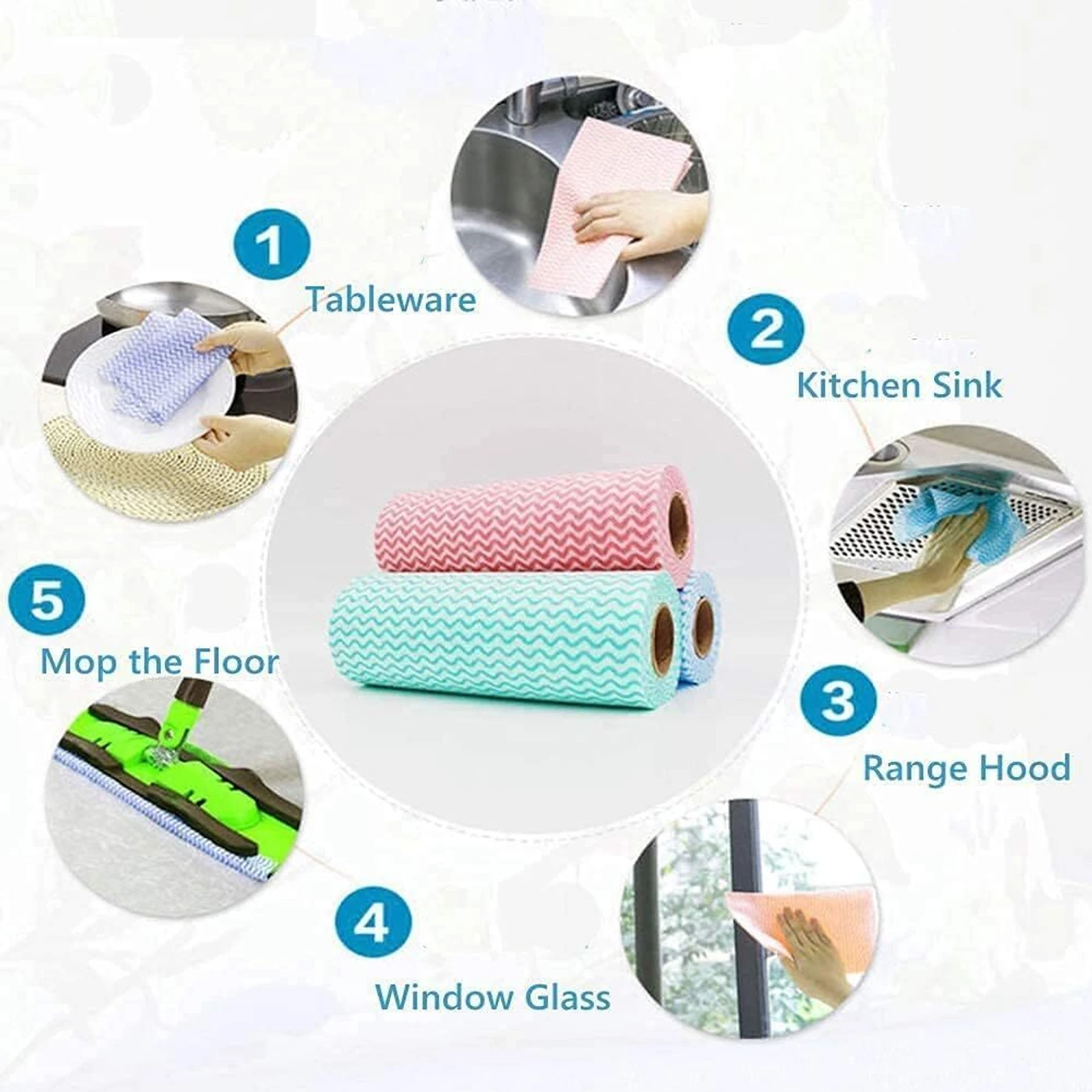 SOBHA STORE Set 3 Multipurpose Kitchen Tissue Paper Roll|Washable & Reusable Cleaning Roll (2 Ply, 210 Sheets) - Image 2
